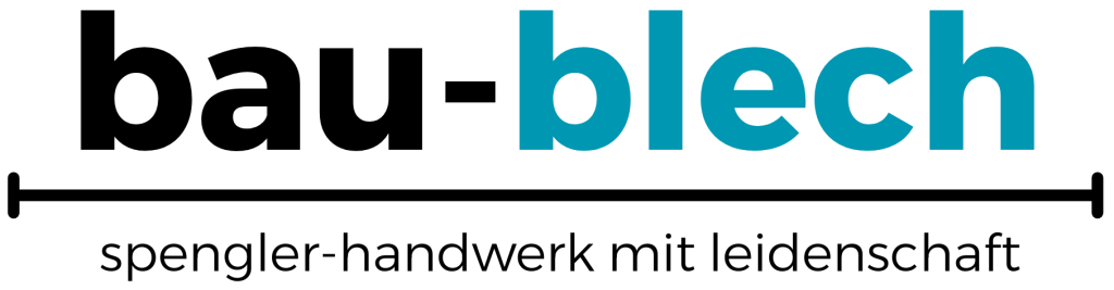 Bau-Blech Markenlogo mit Untertitel - Spengler-Handwerk mit Leidenschaft